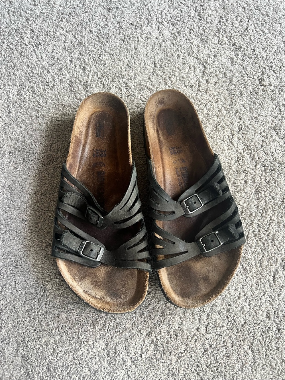 BIRKENSTOCK Granada Women's 38 EUR / 7 US Black Leather Strappy Slide Sandals